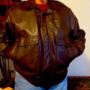 Leather bomber jacket